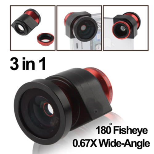 3 in 1 Fisheye + Macro + Wide Angle Camera Photo Lens For iPhone 4 /4S
