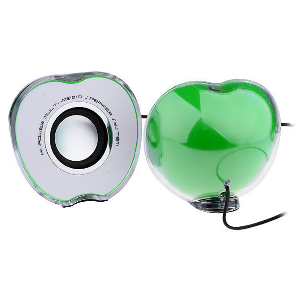 Green Apple Shape Mini USB Speaker With LED Light for iPhone Cellphone PSP Tablet Laptop Desktop Computer
