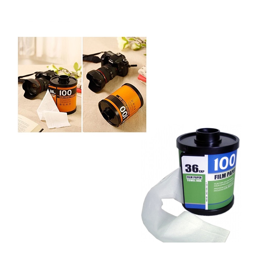 Camera Film Roll Shape Tissue Box Dispenser Blue