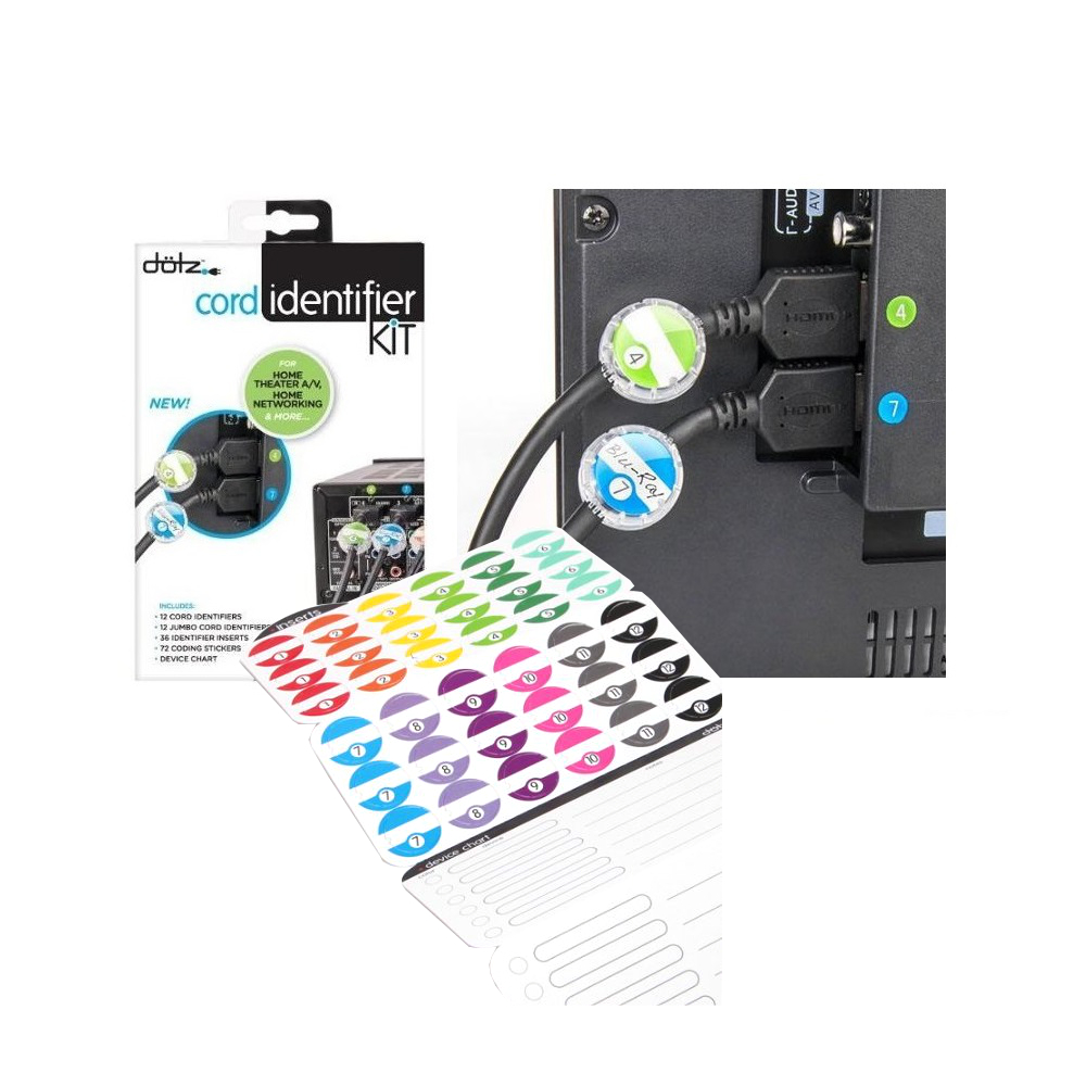 Dotz Home Entertainment Cord Identifier Kit Cable Management