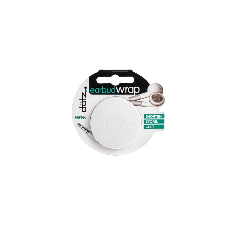 Dotz Earbud Wrap (White) for Cord and Cable Management