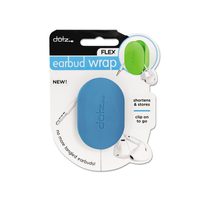 Dotz Flex Earbud Wrap (Cyan) for Cord and Cable Management