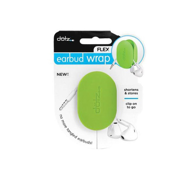 Dotz Flex Earbud Wrap (Lime) for Cord and Cable Management