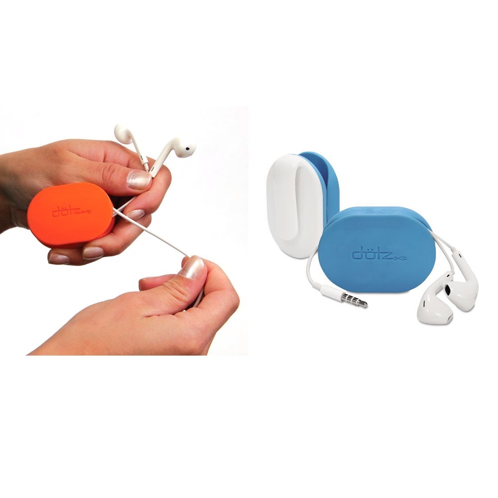 Dotz Flex Earbud Wrap (Cyan) for Cord and Cable Management