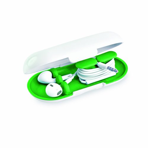 Dotz Earbud Case (Green) for Cord and Cable Management