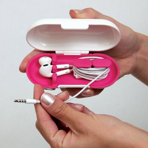 Dotz Earbud Case (Pink) for Cord and Cable Management
