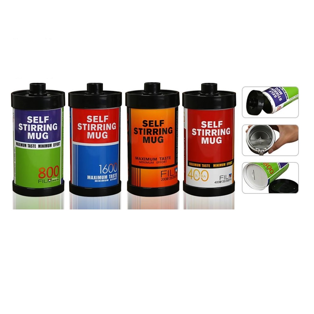 Self Stirring Mug Coffee Cup (Red) Camera Film Roll Shape