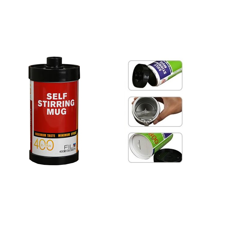 Self Stirring Mug Coffee Cup (Red) Camera Film Roll Shape